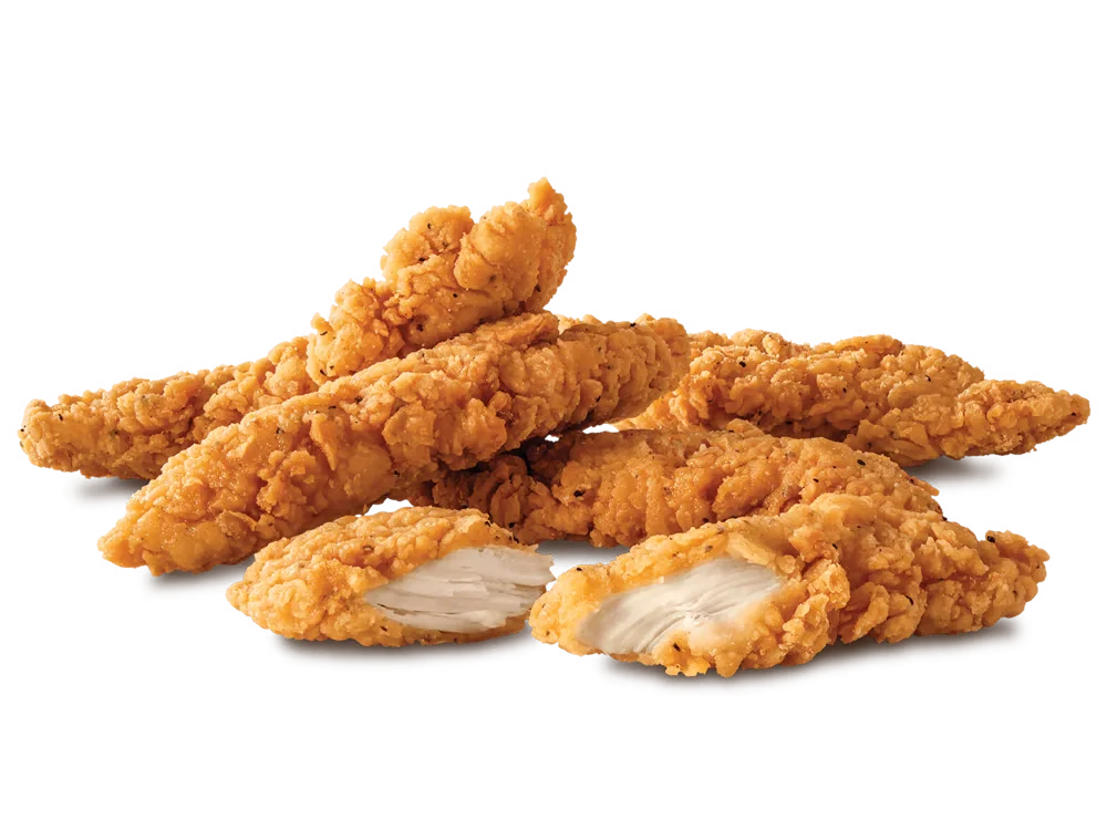 Arby's 5-piece Chicken Tenders with a side of dipping sauce.